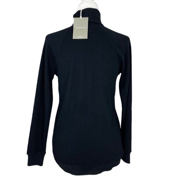 Everlane Women’s NWT Black The Organic Cotton Waffle Turtleneck Top XS/C36 - Picture 4 of 11